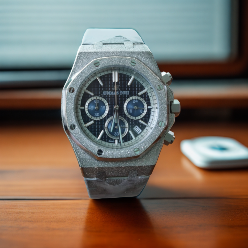 Audemars Piguet Royal Oak Chronograph 41 Frosted White Gold Black/Blue