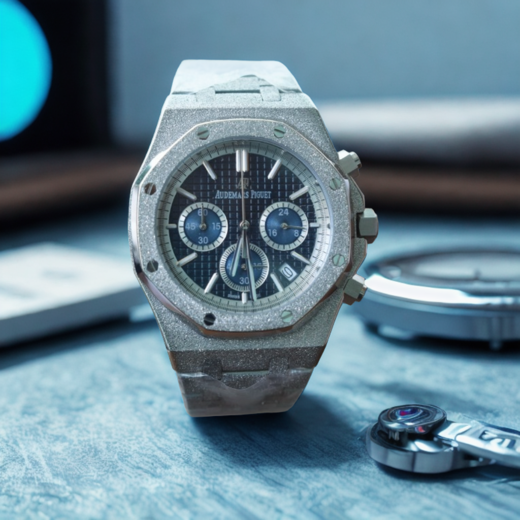 Audemars Piguet Royal Oak Chronograph 41 Frosted White Gold Black/Blue