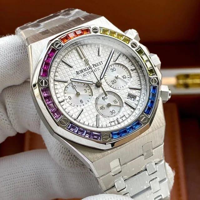 AP Colored Diamond Royal Oak Men’s Quartz Watch 41mm Chronograph