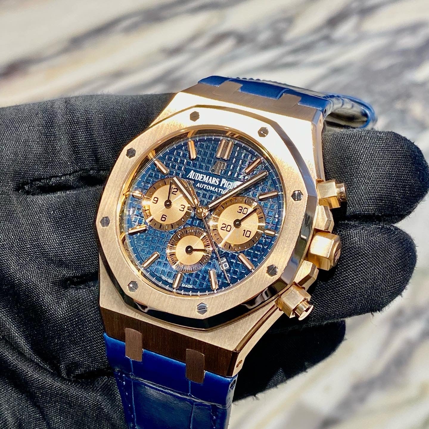 Audemars Piguet 41MM Rose Gold Blue Chronograph