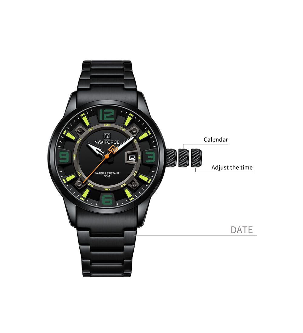 NAVIFORCE NF8044 Luminous Waterproof 3D Fun Dial Trendy Stainless Steel Strap Quartz Men’s Watch